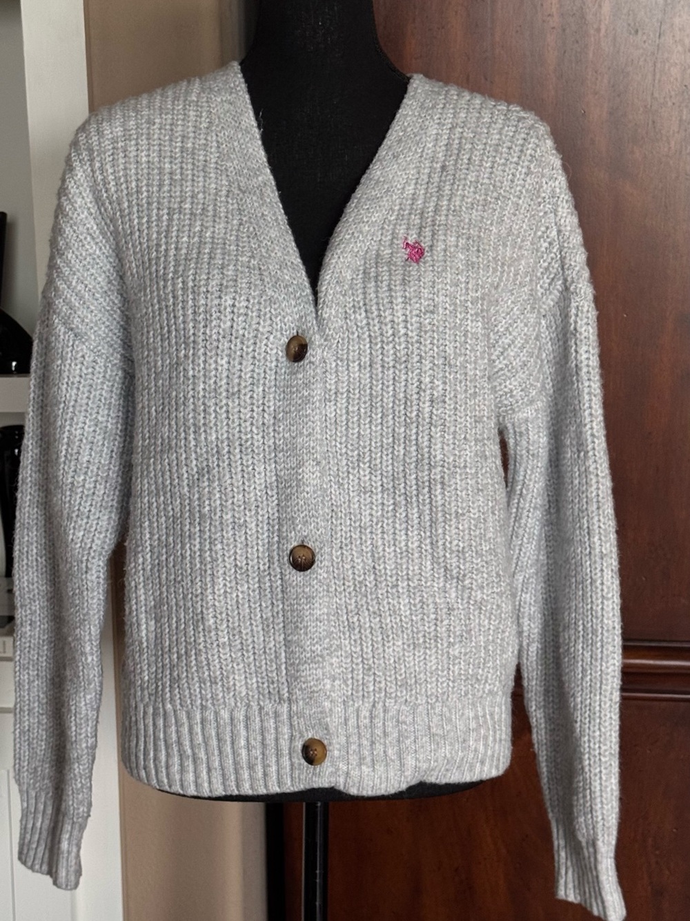 U.S. Polo Assn Shaker Gray V-Neck Cardigan Sweater